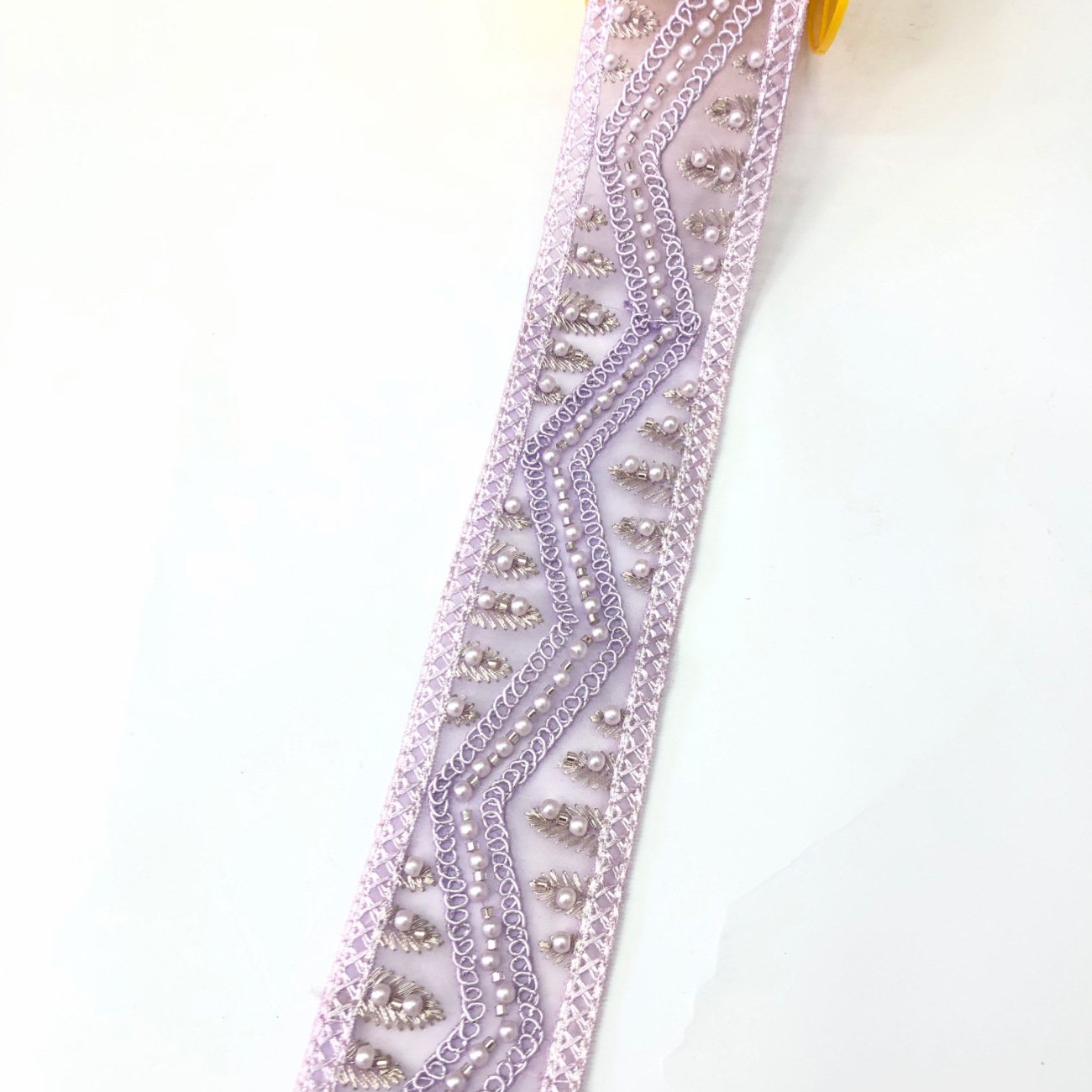 Width 5 cm handmade organza lace ribbon beads Sequins pearls tulle mesh cord lace trim for clothing Collar dress