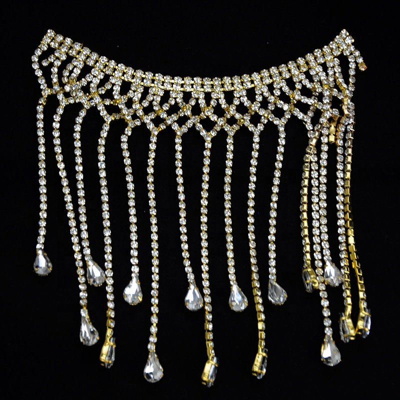 Cadena strass para vestidos Wholesale OEM crystal cup rhinestone chain fringe trim for decoration