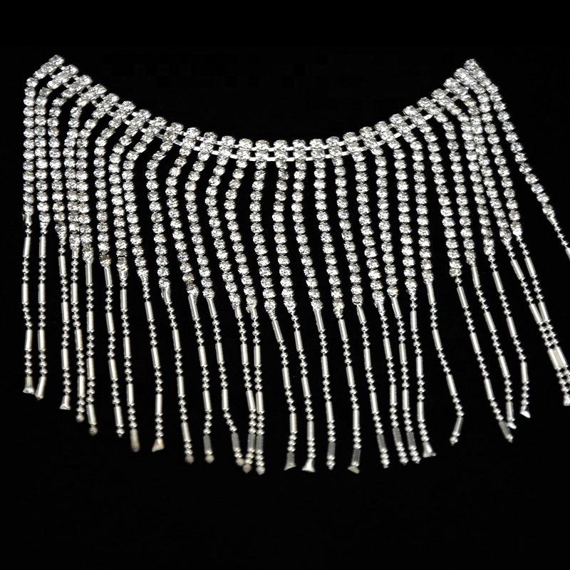 Cadena strass para vestidos Wholesale OEM crystal cup rhinestone chain fringe trim for decoration