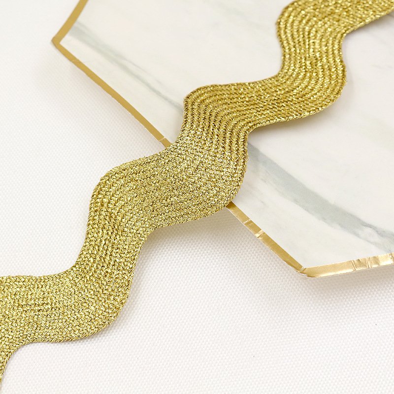 wholesale 1 inch 25mm braid golden ric rac trim metallic gold rick rack ribbon zig zag tape