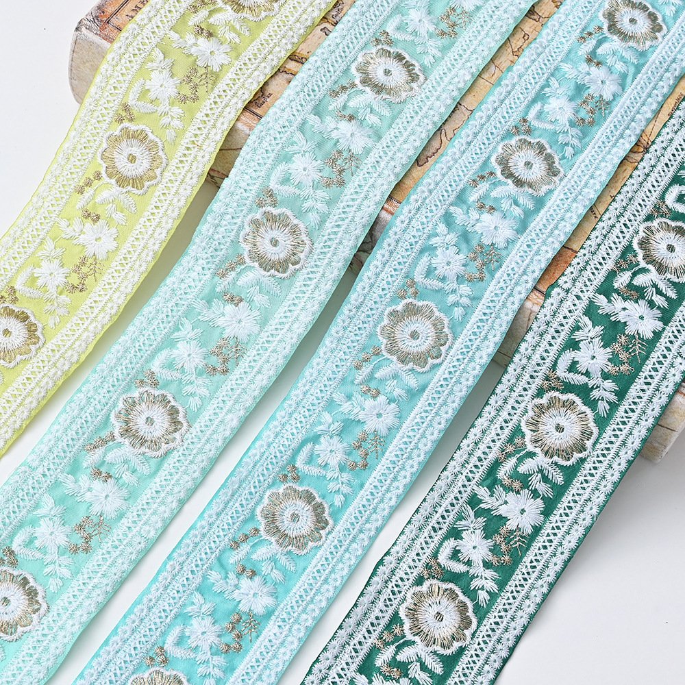 affninfty indian gold embellished sewing fabric crafting decorative sequins sari border embroidery ribbon wedding costumes trim