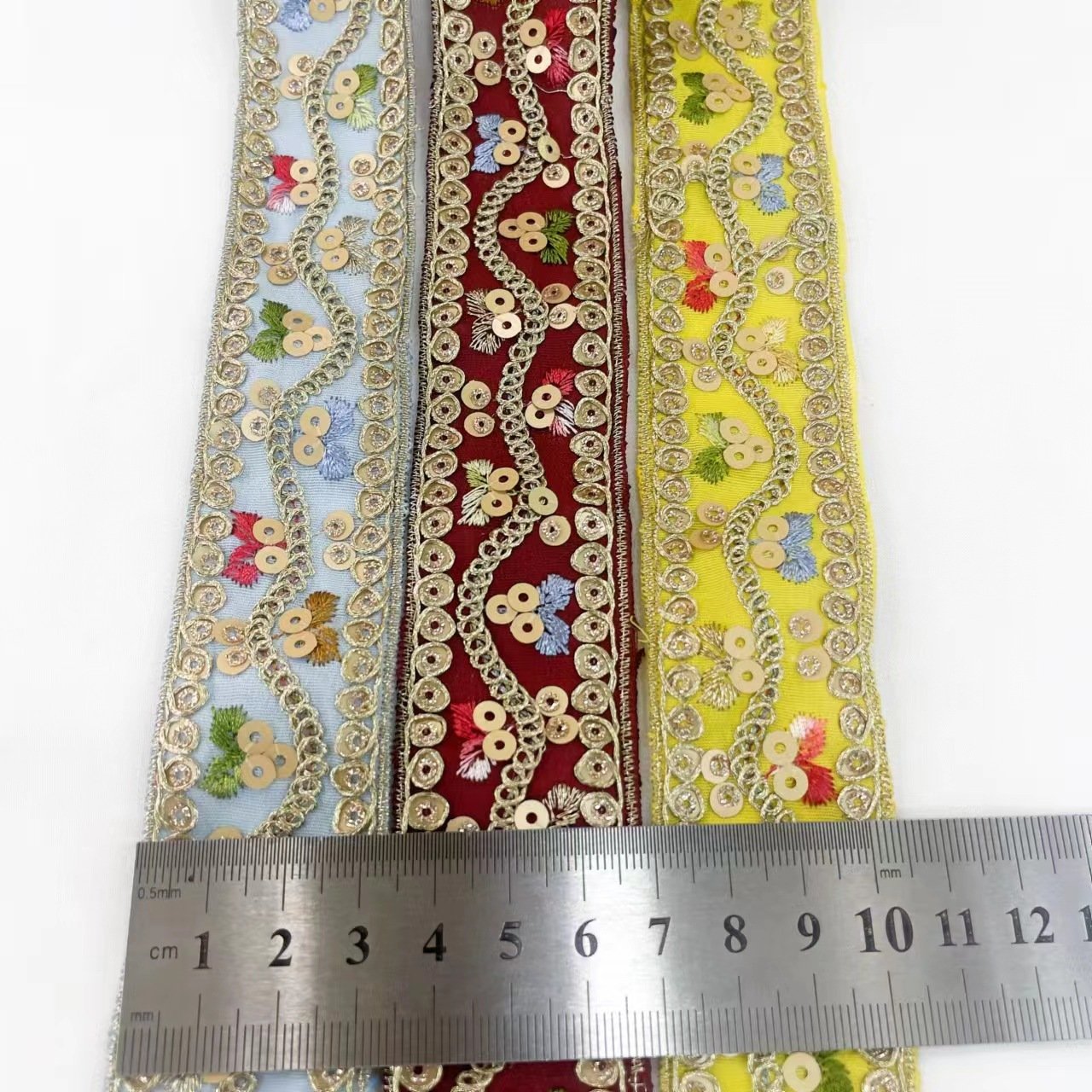 affninfty indian gold embellished sewing fabric crafting decorative sequins sari border embroidery ribbon wedding costumes trim