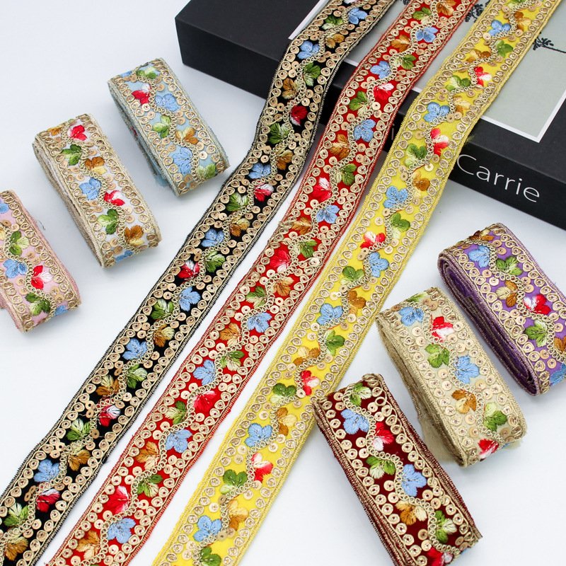 affninfty indian gold embellished sewing fabric crafting decorative sequins sari border embroidery ribbon wedding costumes trim