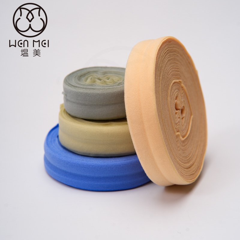 Factory Custom 20mm Fold Over Elastic Solid Color Elastic Clothing Decoration Fold Over Elastic Trim