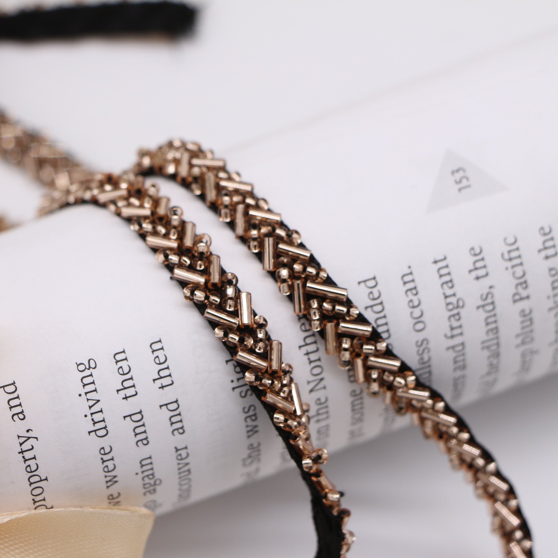 Width 7 mm Handmade tube lace ribbon heavy beads tulle mesh lace trim for dress Collar decorations