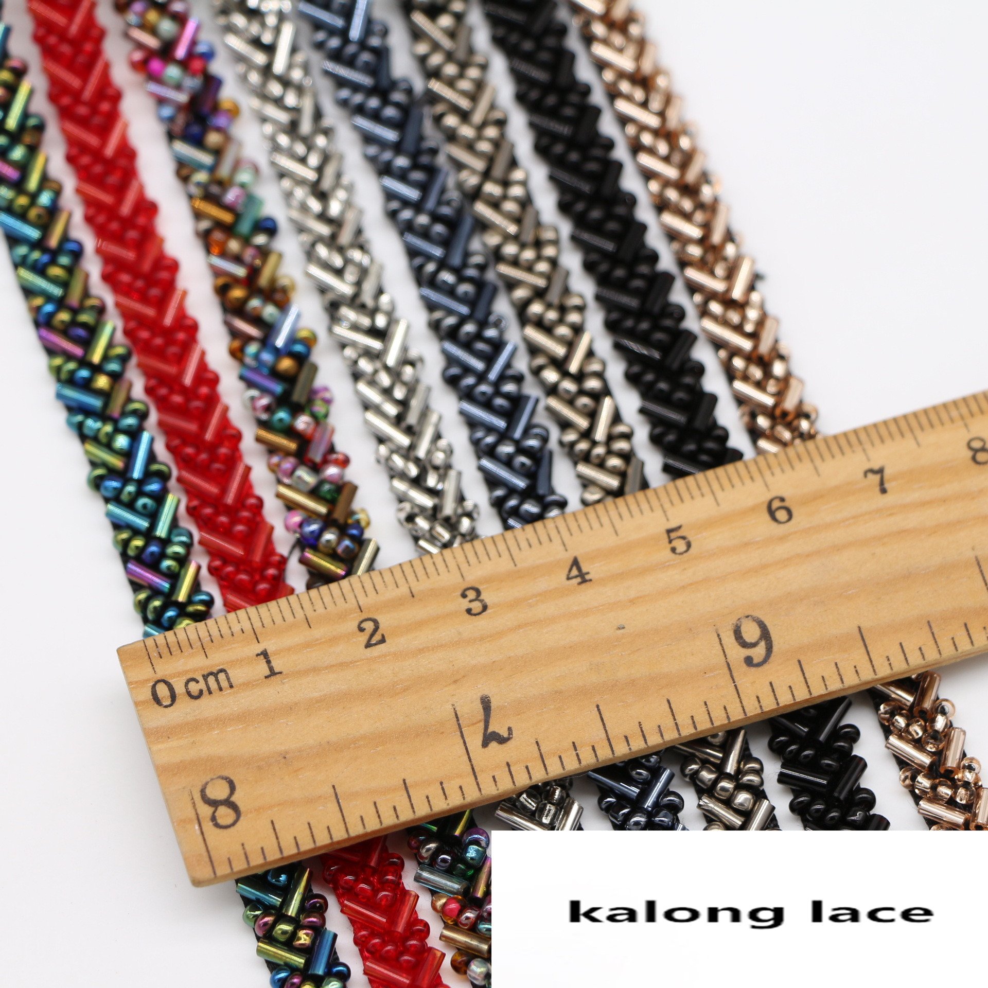 Width 7 mm Handmade tube lace ribbon heavy beads tulle mesh lace trim for dress Collar decorations