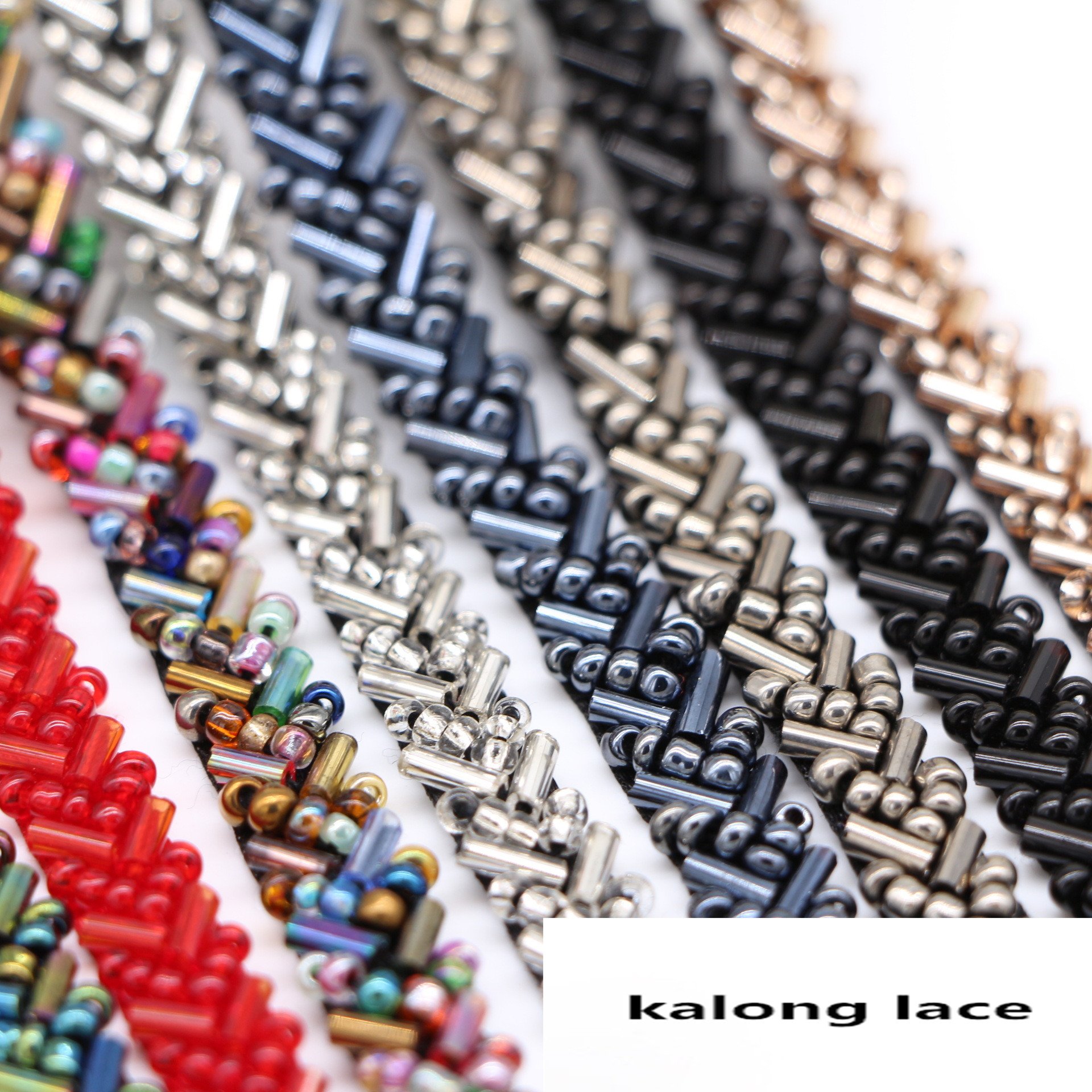 Width 7 mm Handmade tube lace ribbon heavy beads tulle mesh lace trim for dress Collar decorations