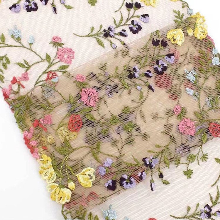 Wholesale 21 cm Wide Polyester Lace Colorful Embroidery 3D Flower Pattern Trimming Diy Wedding Border Lace For Dress