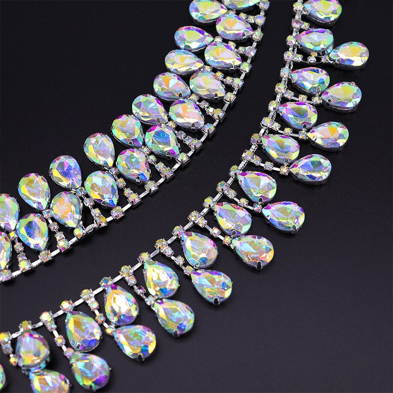 1 Yard Crystal Teardrop Rhinestone Chain AB Crystal Trimming Rhinestone Cup Chains For Shoes Clothes Jewelry Decoration