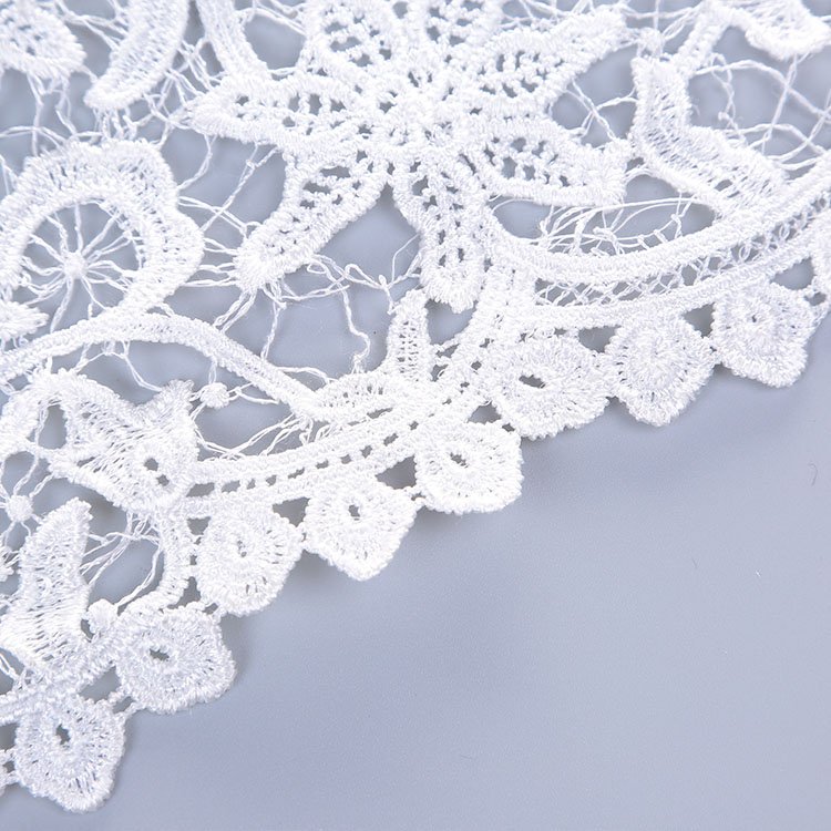 High quality white organza lace fabric wedding stretch lace trim in Shantou