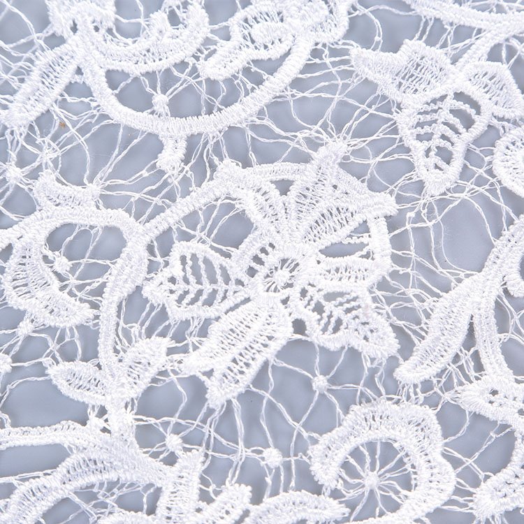 High quality white organza lace fabric wedding stretch lace trim in Shantou