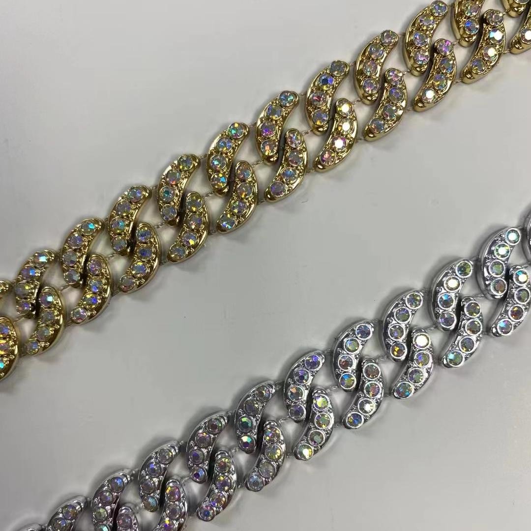 LQ Wedding Decorations Birthday DIY Flatback Colorful Rhinestone Fashionable Plastic Rhinestone Chain Trimming Roll