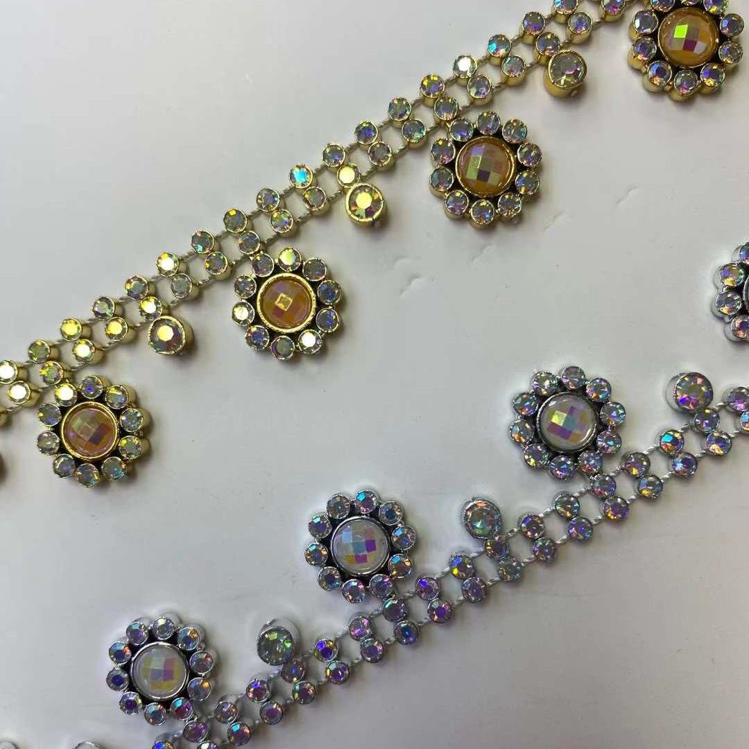 LQ Wedding Decorations Birthday DIY Flatback Colorful Rhinestone Fashionable Plastic Rhinestone Chain Trimming Roll