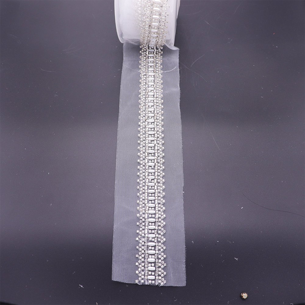 Stylish Trending Small Lace Trim Embroidery New Beaded Trim Lace For Evening Dress Decoration