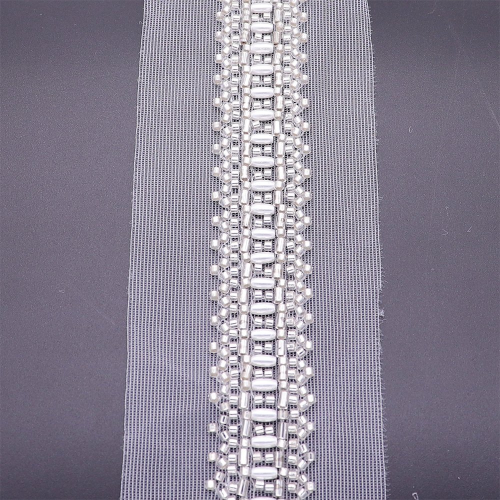 Stylish Trending Small Lace Trim Embroidery New Beaded Trim Lace For Evening Dress Decoration
