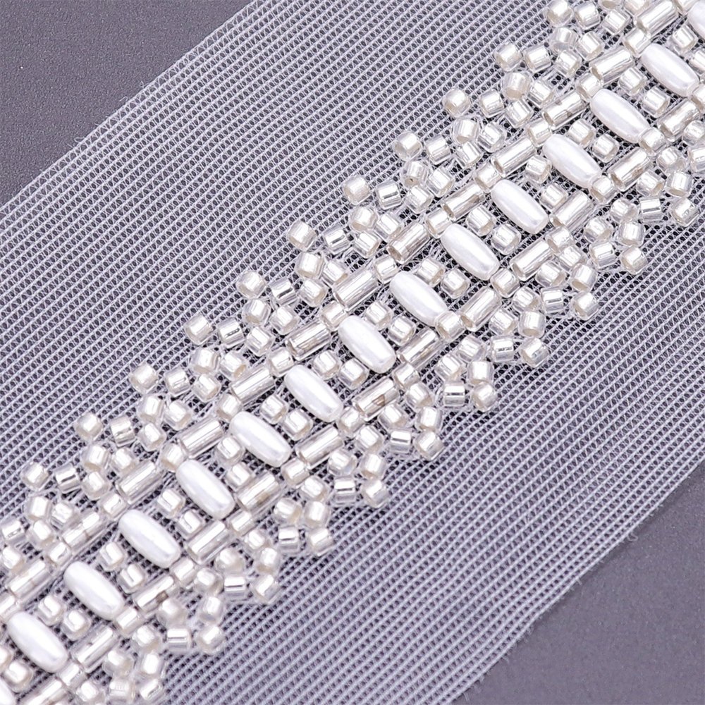 Stylish Trending Small Lace Trim Embroidery New Beaded Trim Lace For Evening Dress Decoration