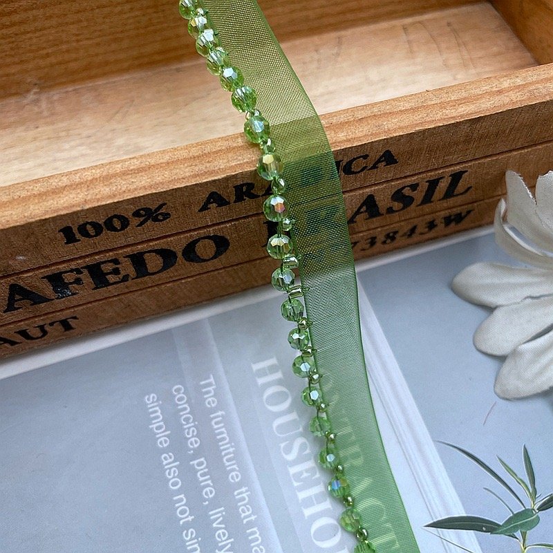 multi colorful handmade bead lace trims with pearl mesh beading embroidery pearl women's wedding dress DIY