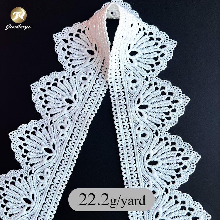 Peacock Feather Pattern 100% Cotton Material Lace Fabrics Trimming Elastic Lace Fabrics Trimming For Women