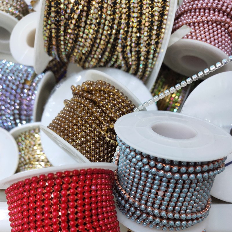 SS6-SS16 Close Crystal Rhinestones Chains Sew on Trimming Rhinestone Cup Chain for Garment Jewelry Decoration DIY Accessories