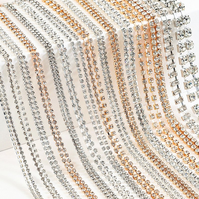 SS6-SS16 Close Crystal Rhinestones Chains Sew on Trimming Rhinestone Cup Chain for Garment Jewelry Decoration DIY Accessories