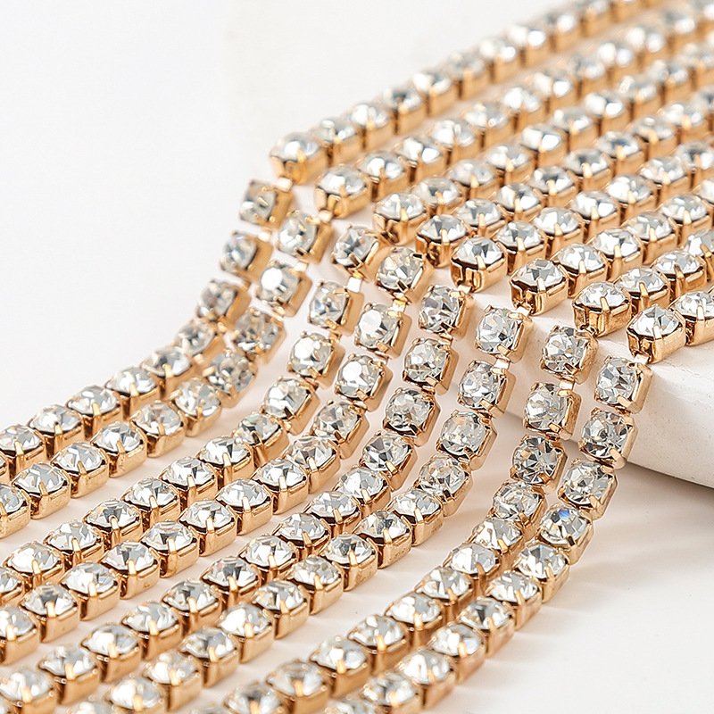 SS6-SS16 Close Crystal Rhinestones Chains Sew on Trimming Rhinestone Cup Chain for Garment Jewelry Decoration DIY Accessories