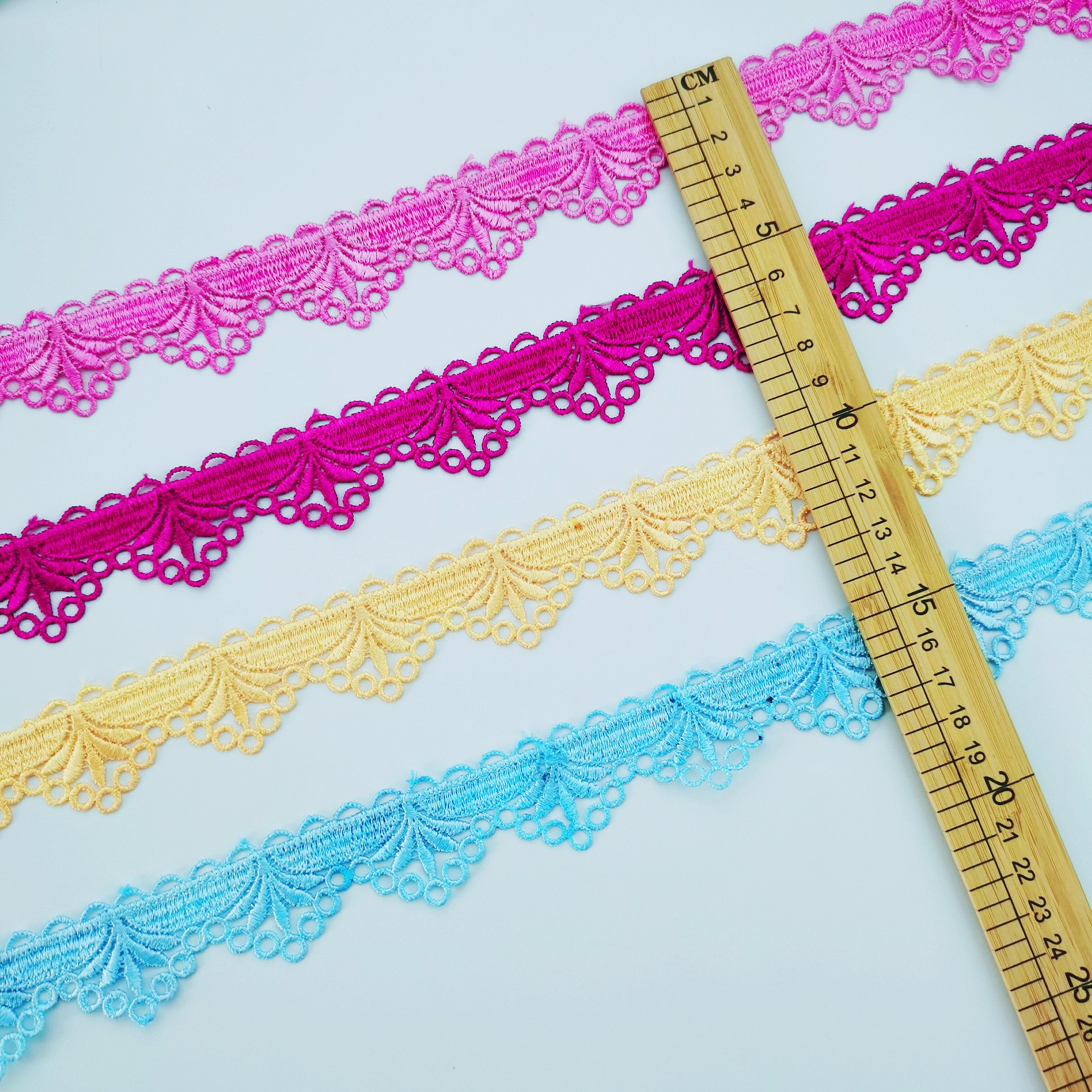 Cheap Fashion Embroidery Colorful Lace Guipure 3.5 Cm Thin Decorative Lace Trim