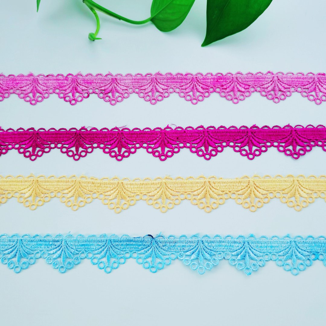Cheap Fashion Embroidery Colorful Lace Guipure 3.5 Cm Thin Decorative Lace Trim