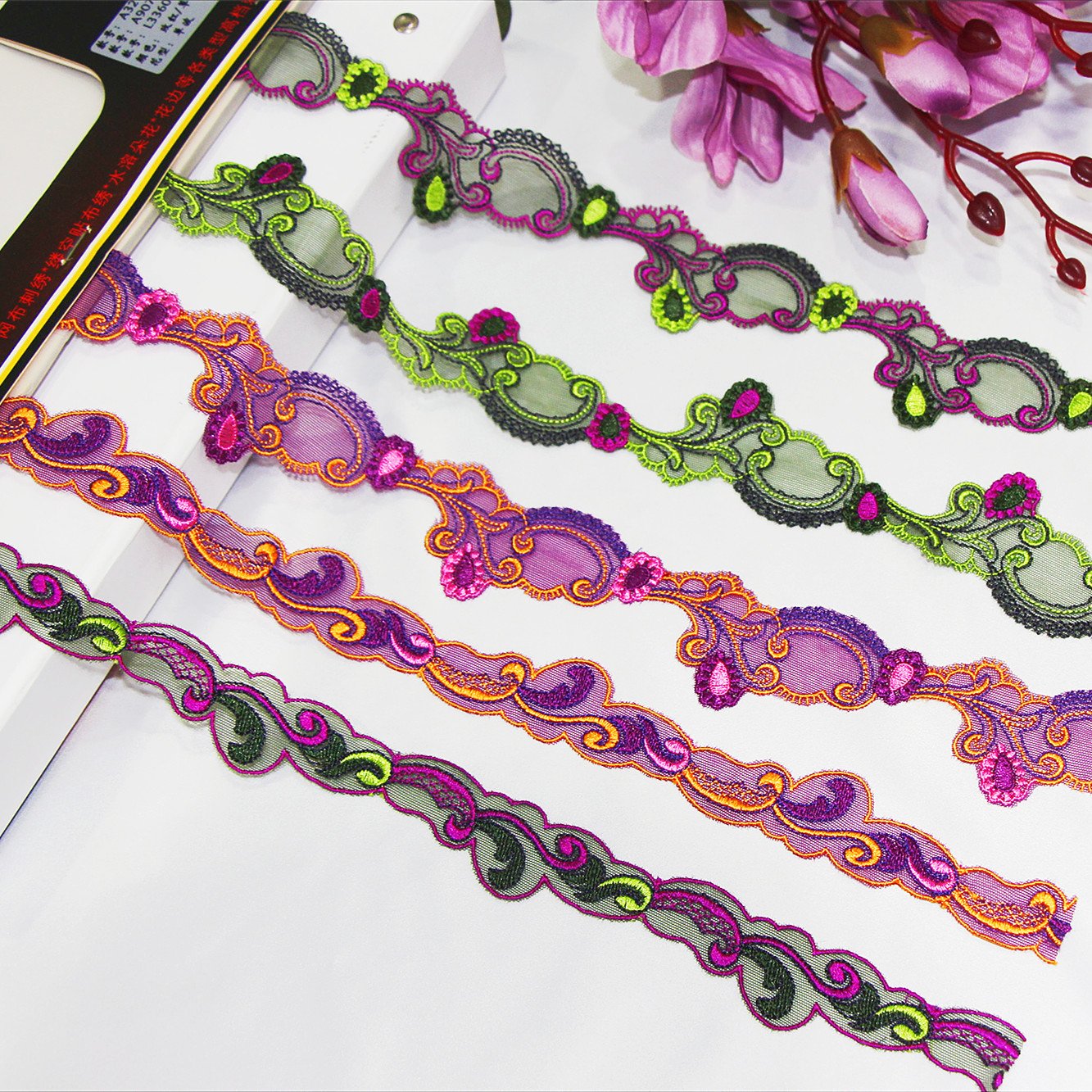 Dynamic Narrow Border Lace Embroidery Lace Fabrics Mesh Ribbon Lace Trim For Women Garment Accessories