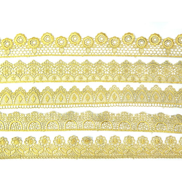 Hot Sale Gold Border Lace Trim Tassel Fringe Trim Gold Lace Trim