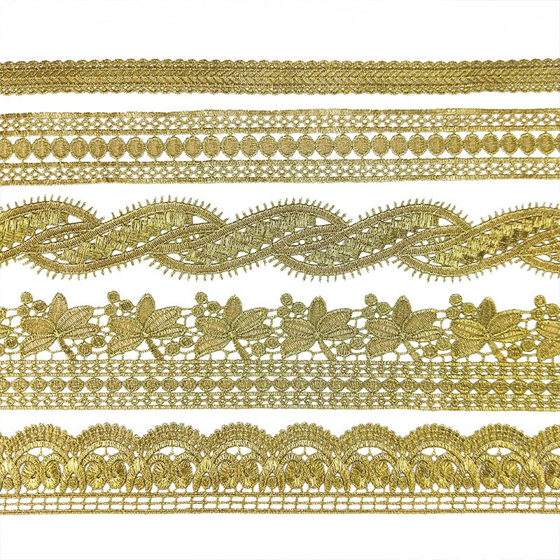 Hot Sale Gold Border Lace Trim Tassel Fringe Trim Gold Lace Trim