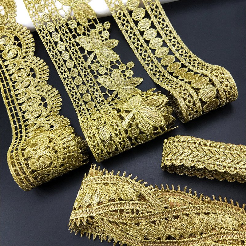 Hot Sale Gold Border Lace Trim Tassel Fringe Trim Gold Lace Trim