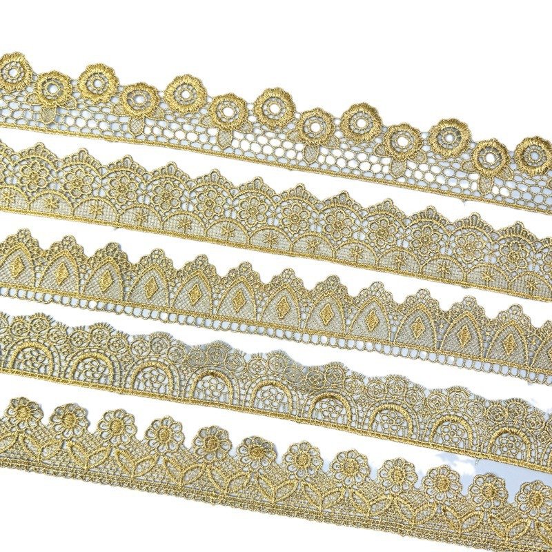 Hot Sale Gold Border Lace Trim Tassel Fringe Trim Gold Lace Trim