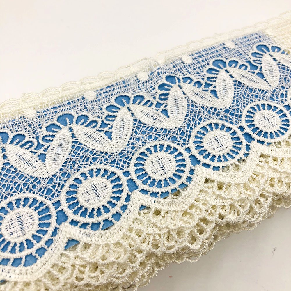 100% Polyester Chemical Border Lace Trim Embroidery Fabric Fancy Lace Design For Ladies Dresses Wholesale
