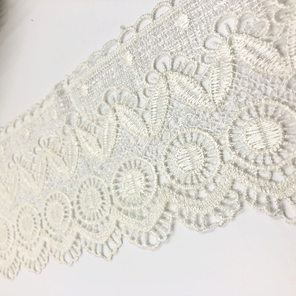 100% Polyester Chemical Border Lace Trim Embroidery Fabric Fancy Lace Design For Ladies Dresses Wholesale
