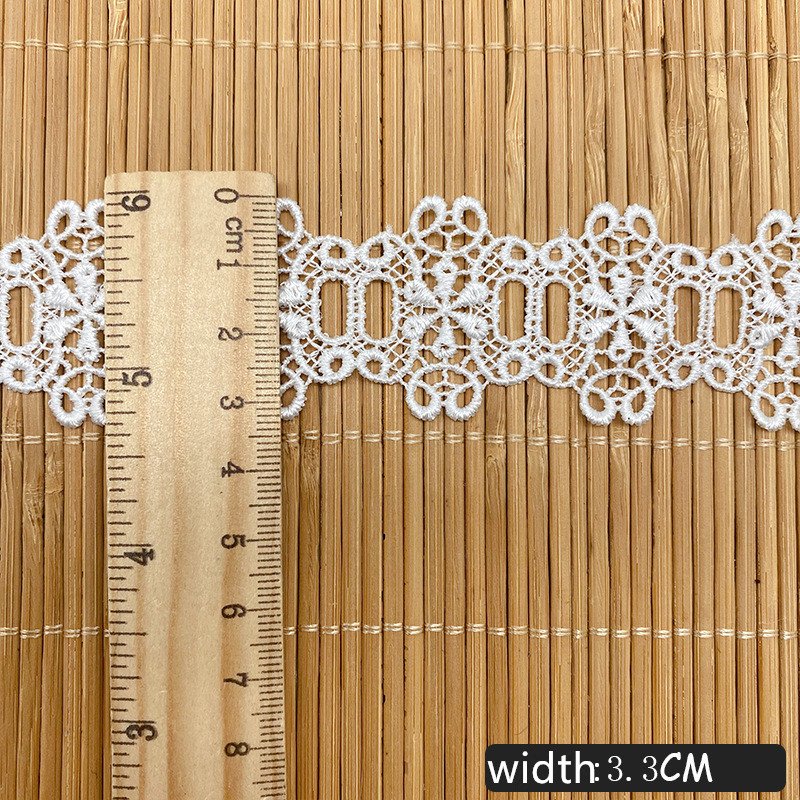 wholesale custom 33mm decorative embroidered guipure lace trim white sew-on bridal lace ribbon for skirt dress clothing LWS25