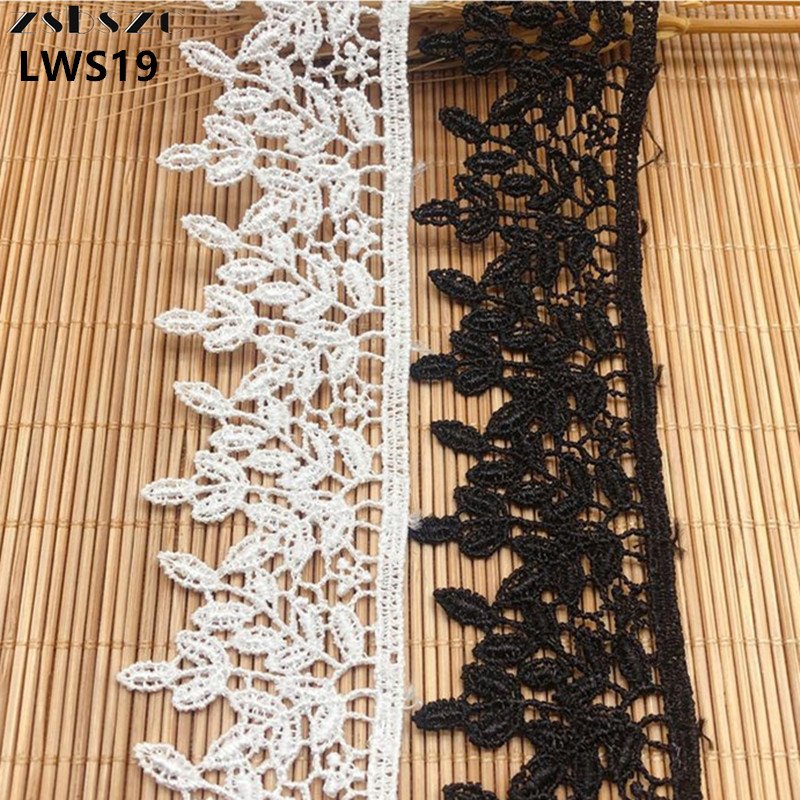 wholesale custom 33mm decorative embroidered guipure lace trim white sew-on bridal lace ribbon for skirt dress clothing LWS25