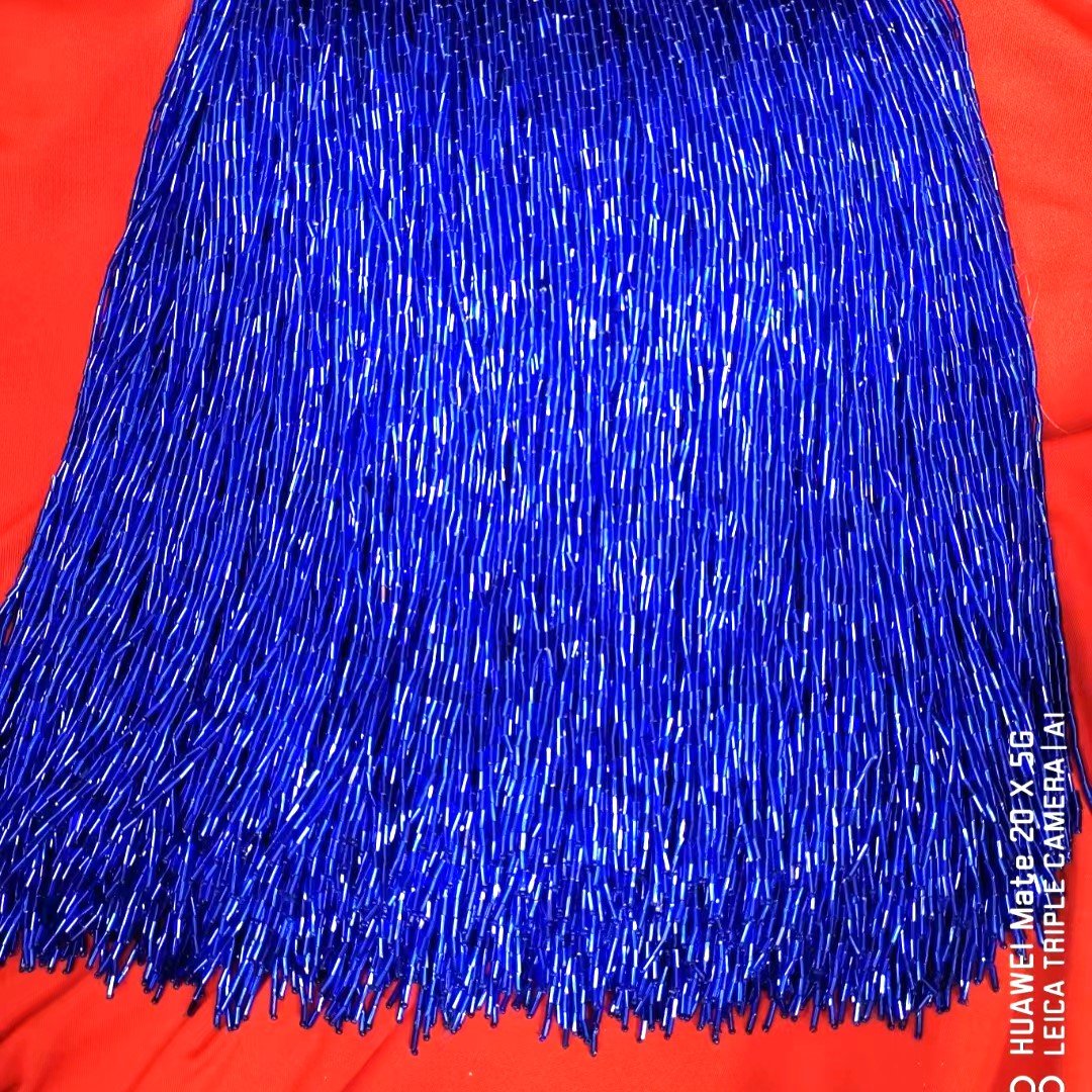 Handmade Corner Beads Fringe Lace Custom Multi-color Pendant Heavy Beaded Tassel Trim