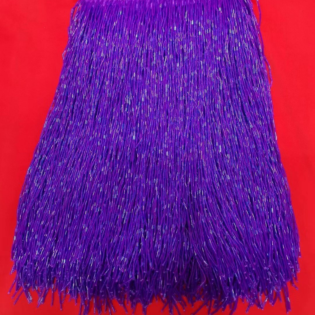 Handmade Corner Beads Fringe Lace Custom Multi-color Pendant Heavy Beaded Tassel Trim