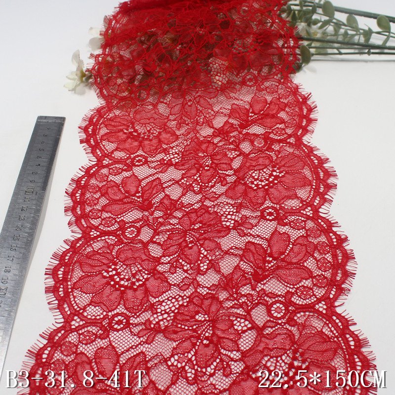 Personalized china wholesale price 1.5m black Mesh Flowers French Chantilly Lace fabric Eyelash Lace trim For Women Lingerie