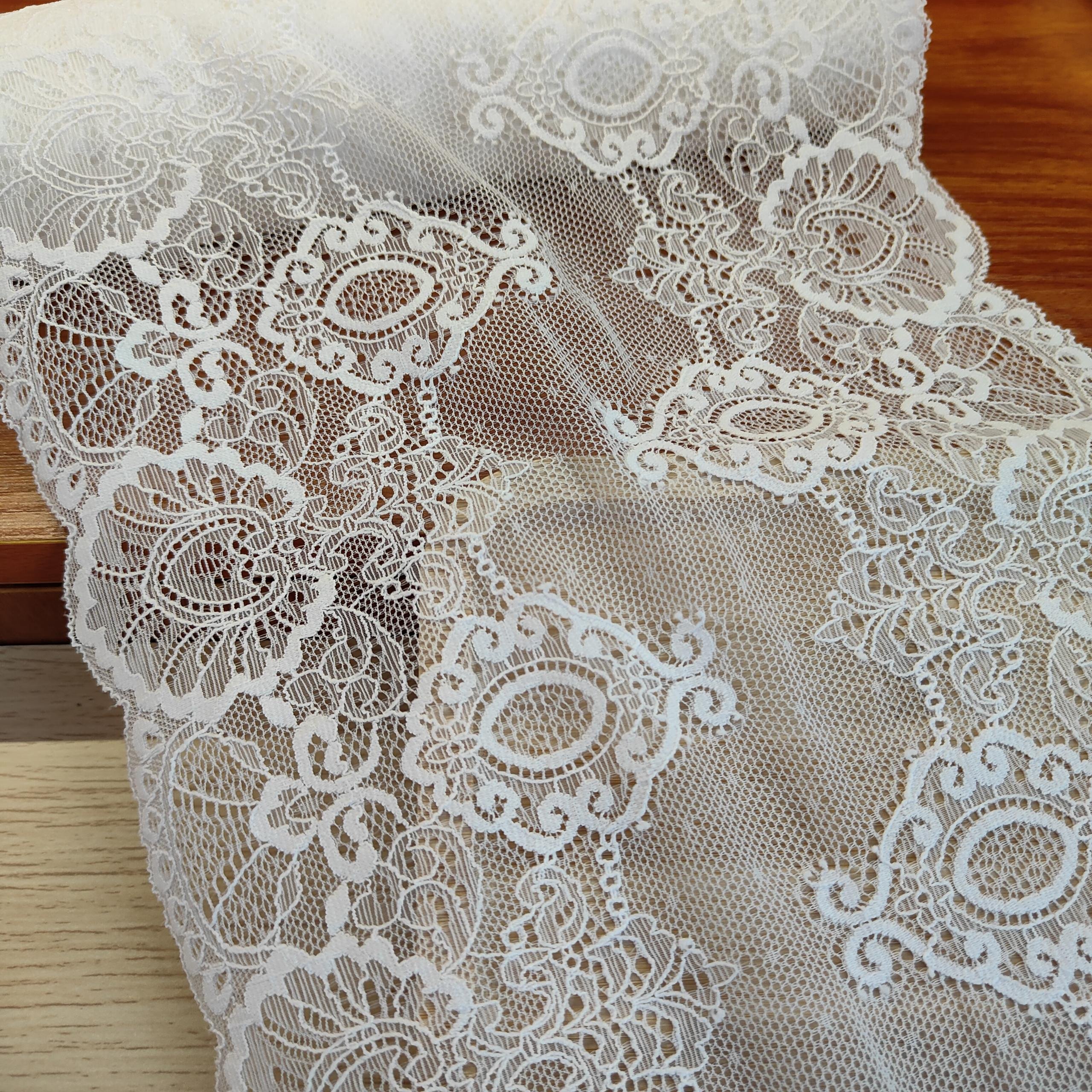 DINGG16 24cm Stretch Elastic Lace Trim,Floral Lace Fabric Elastic Lace Ribbons for Crafts and Gift Wrapping Decorating