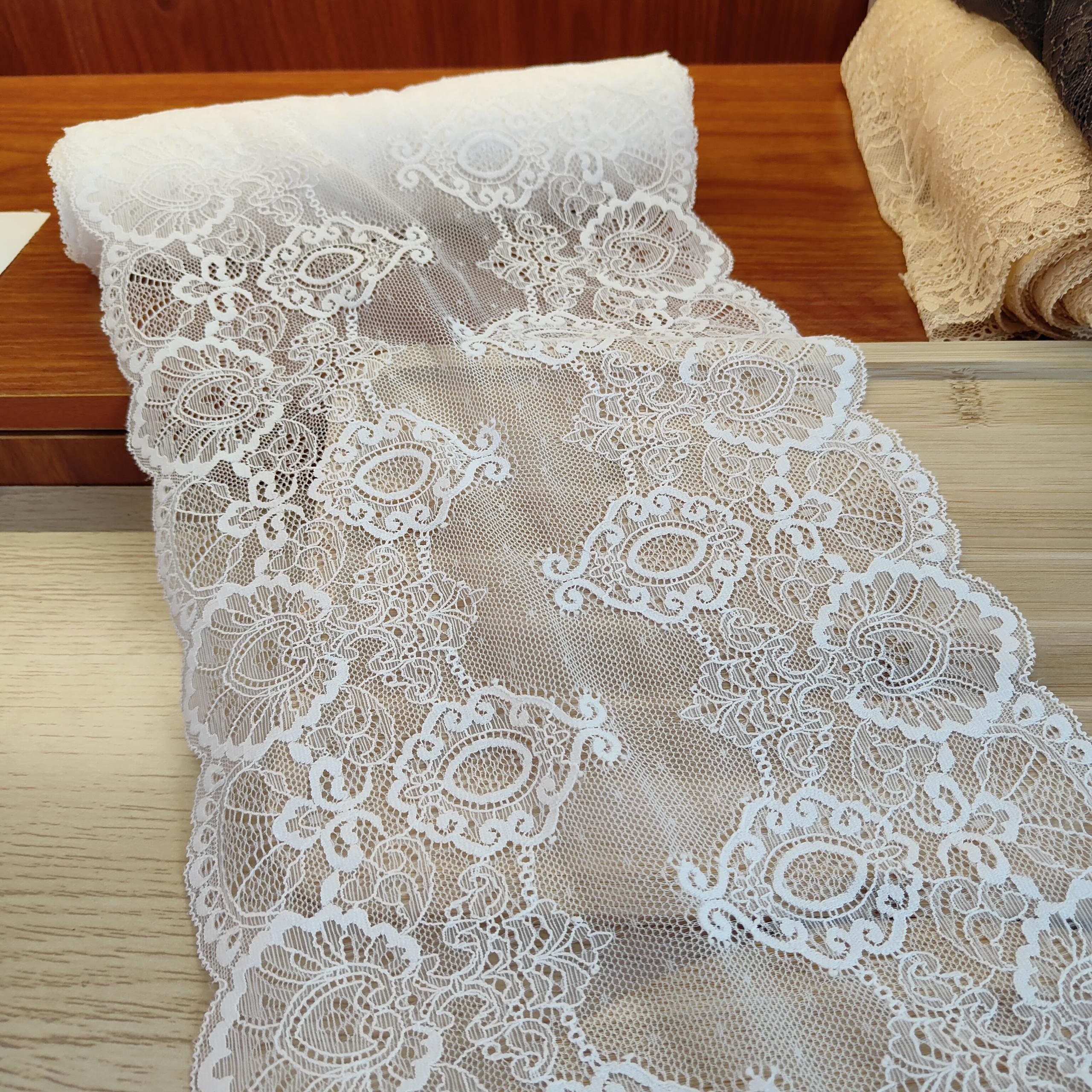 DINGG16 24cm Stretch Elastic Lace Trim,Floral Lace Fabric Elastic Lace Ribbons for Crafts and Gift Wrapping Decorating