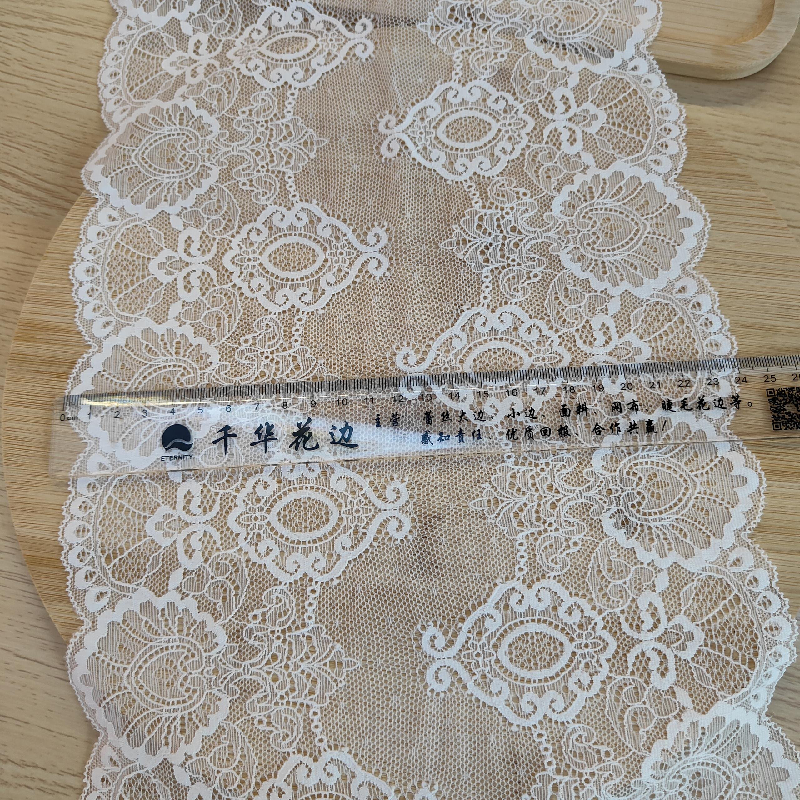DINGG16 24cm Stretch Elastic Lace Trim,Floral Lace Fabric Elastic Lace Ribbons for Crafts and Gift Wrapping Decorating