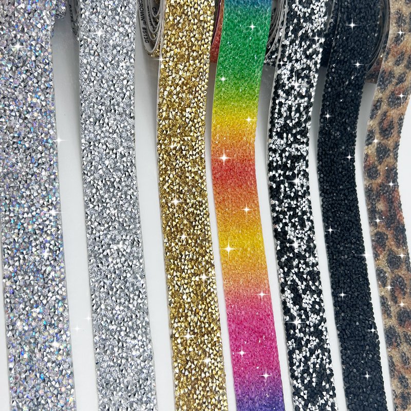 1cm Hot Fix Resin Rhinestone Trim Iron on Strass Crystal Strip Ribbon Banding Tape for Wedding Dress Clothes Craft