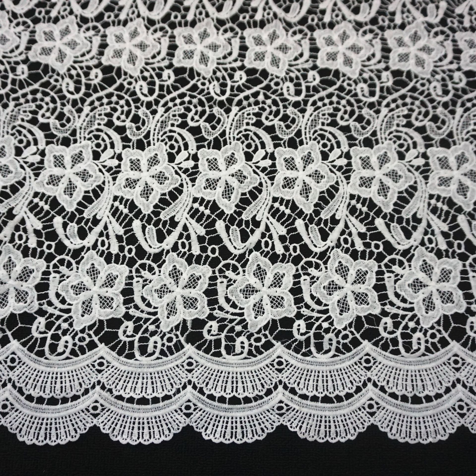 Custom White Cotton Embroidery Embroidered Lace Trimming Milk Lace Fabric Edge Brim Trim Ribbons
