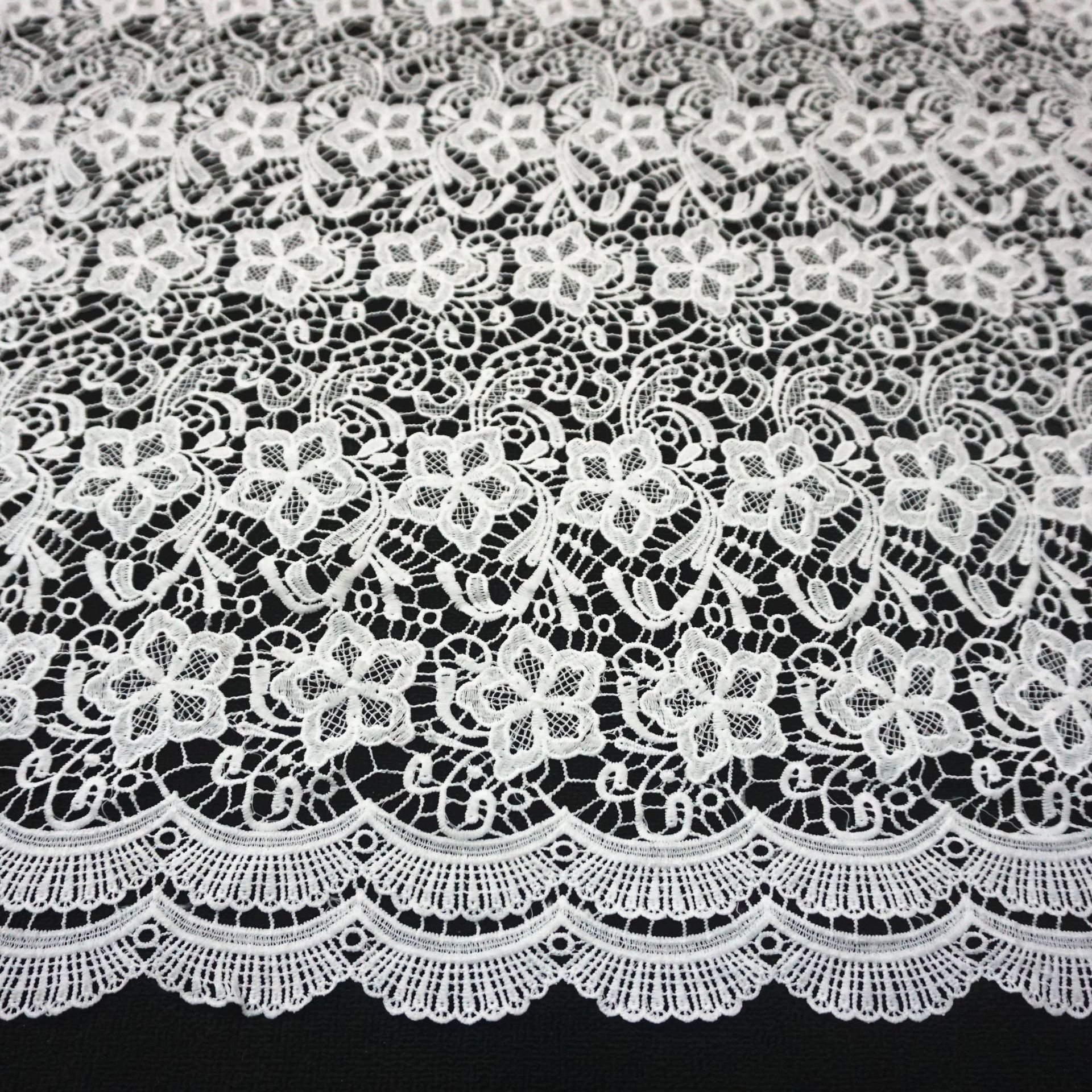 Custom White Cotton Embroidery Embroidered Lace Trimming Milk Lace Fabric Edge Brim Trim Ribbons