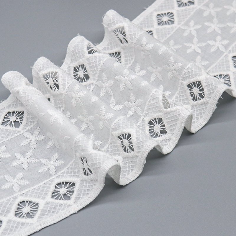 fashion designer 100% cotton popular eyelet lace trim exquisite decorative lace trim for garment