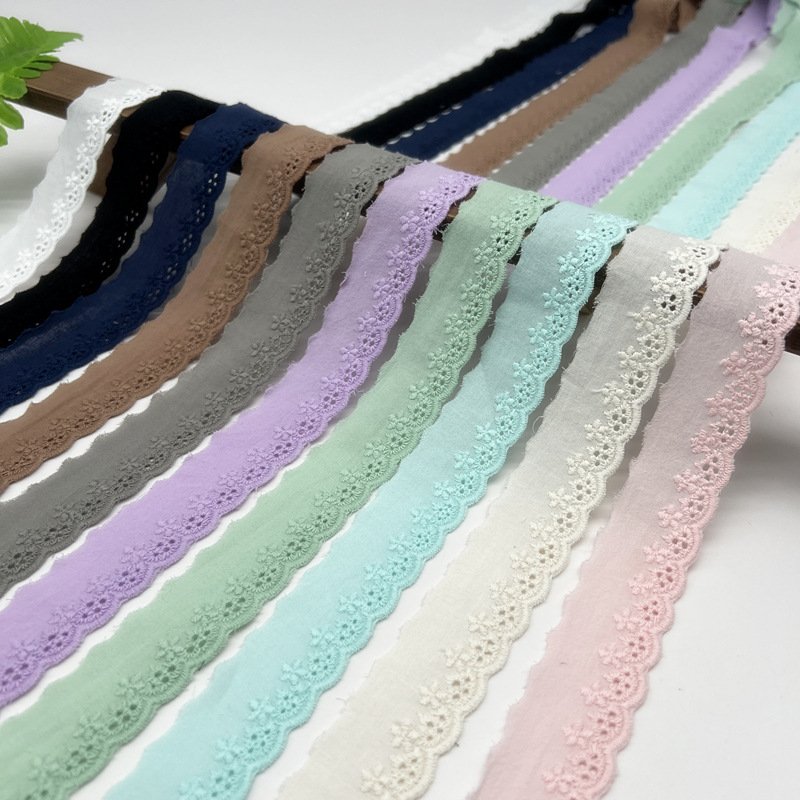 2024 New 2.7 cm Wide Cotton Embroidery Lace Trimming Green Hollow Cotton Lace trim Embroidery Home Clothing Accessories
