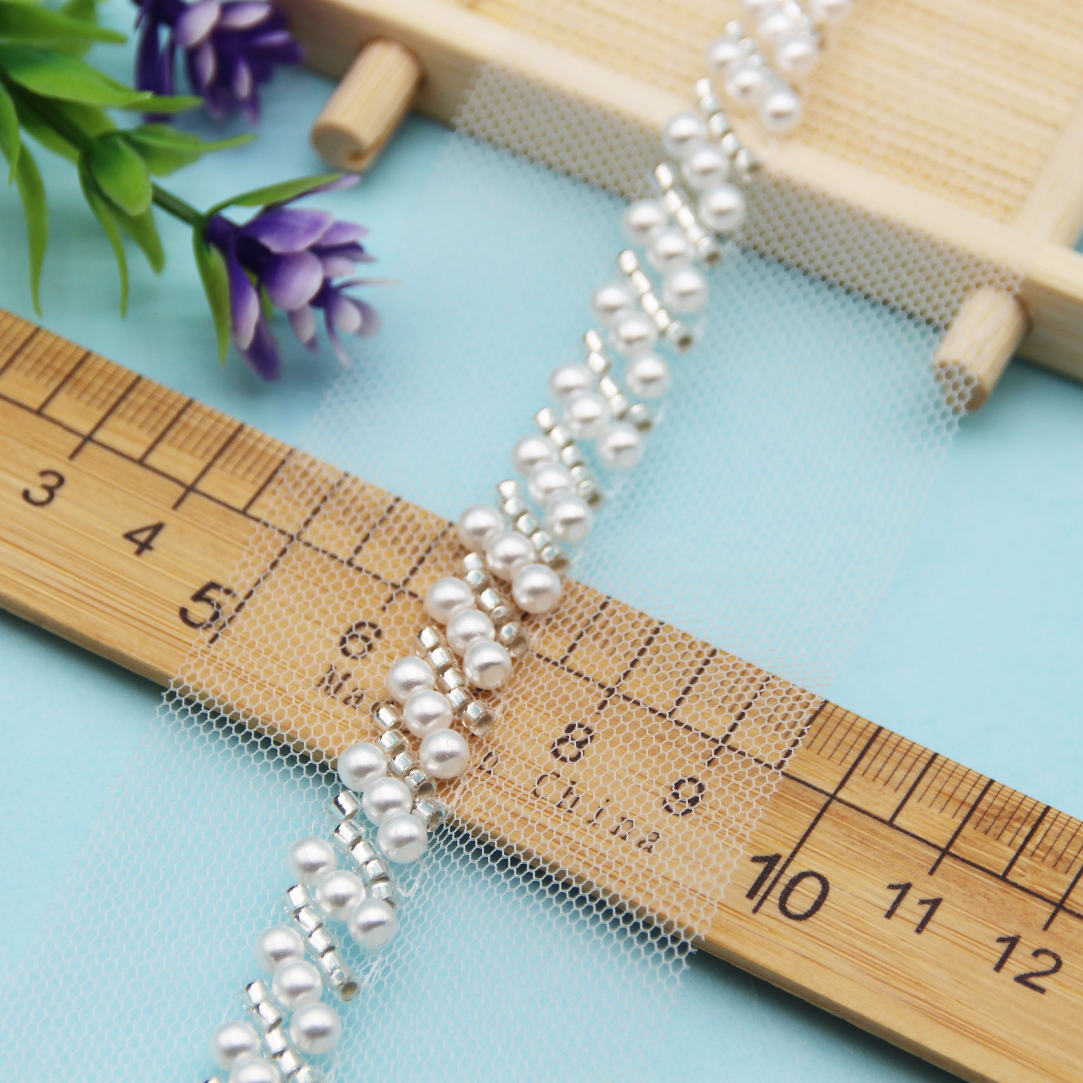 handmade rhinestone trimming beaded lace trim top for pearl embroidery lace trim dresses webbing garment accessories