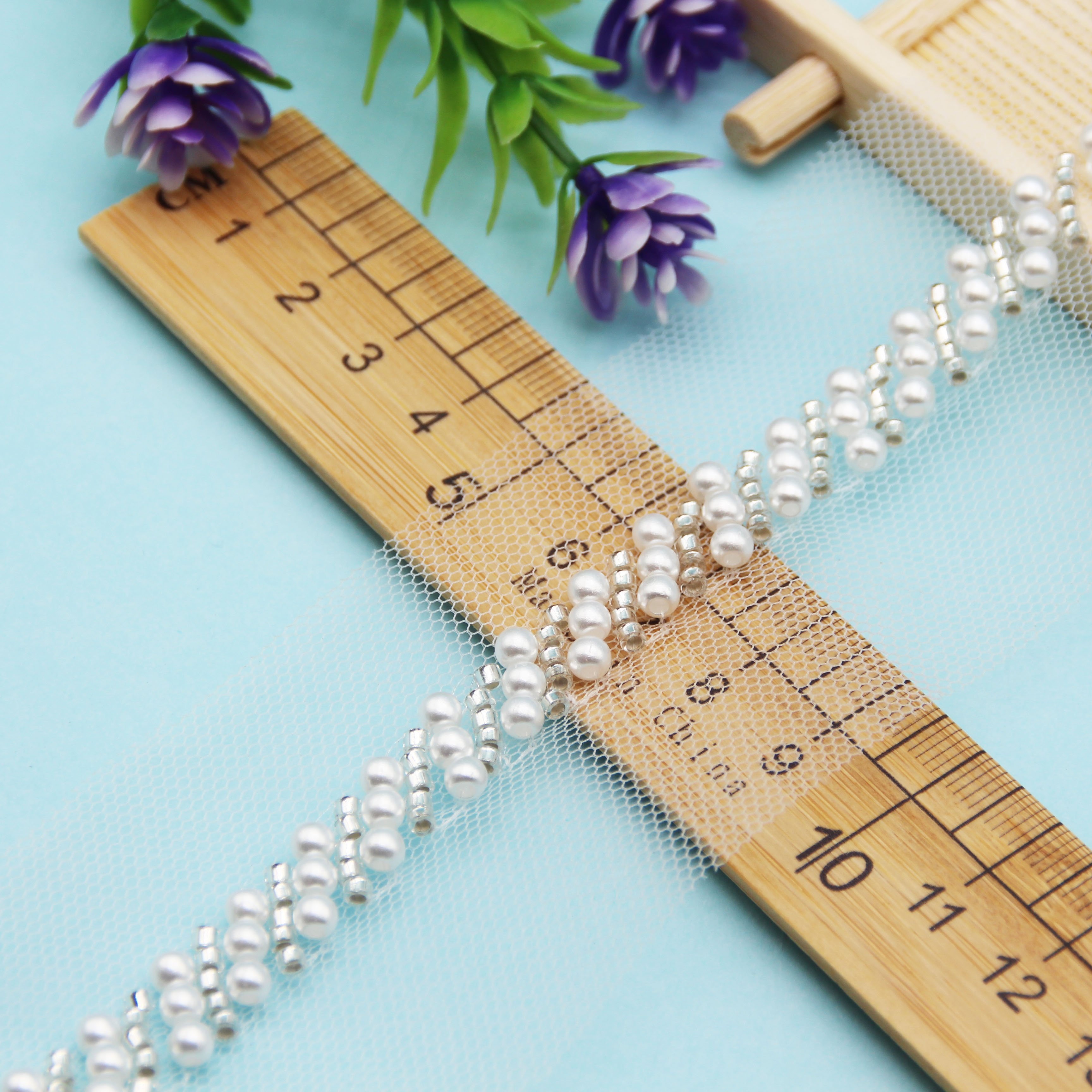 handmade rhinestone trimming beaded lace trim top for pearl embroidery lace trim dresses webbing garment accessories