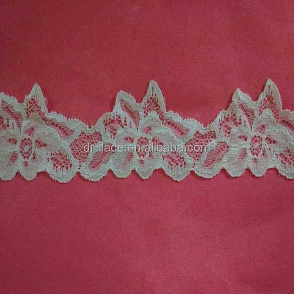 wave flower chain elastic lace trim white color